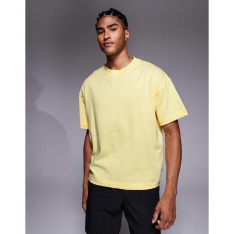 4505 heavyweight cotton boxy cropped training T-shirt with quick dry finish in yellow