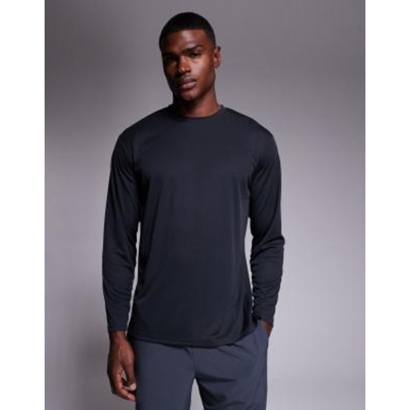 4505 quick dry technical mesh relaxed fit long sleeve running t-shirt in black