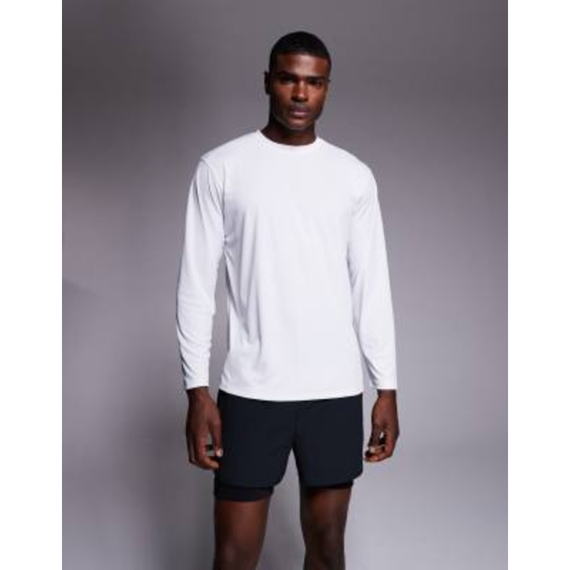 4505 quick dry technical mesh relaxed fit long sleeve running t-shirt in white