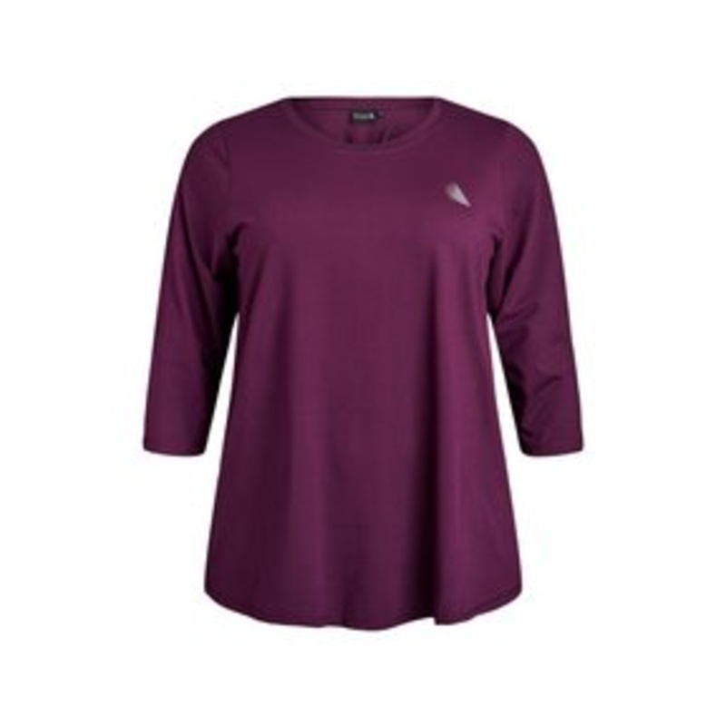 Active by Zizzi TRAINING MIT 3/4-RMELN – Langarmshirt – potent purple/dunkellila-meliert