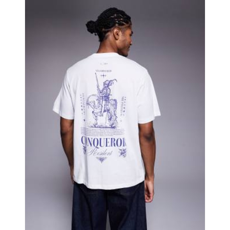 ADPT oversized t-shirt with back graphic in white