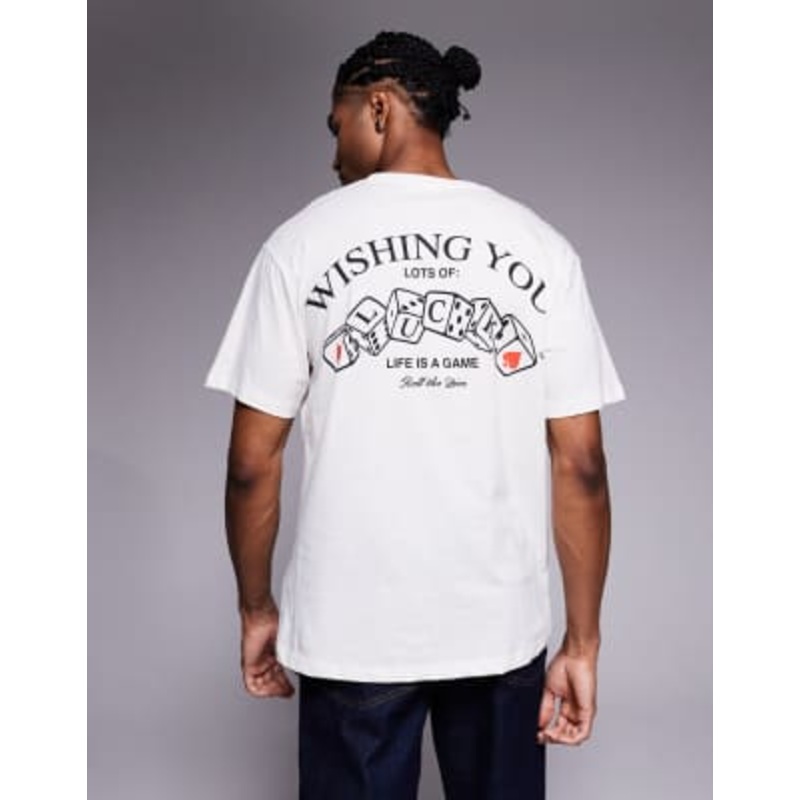 ADPT oversized t-shirt with dice backprint in cream