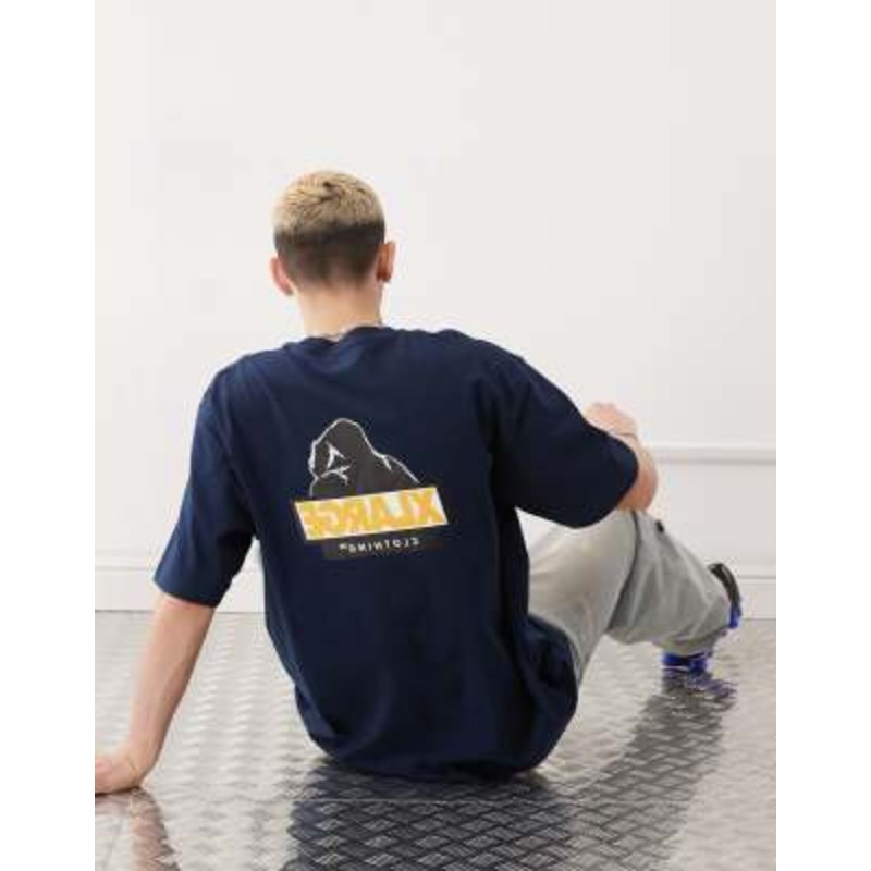 XLARGE oversized t-shirt with flipped OG logo back print in navy