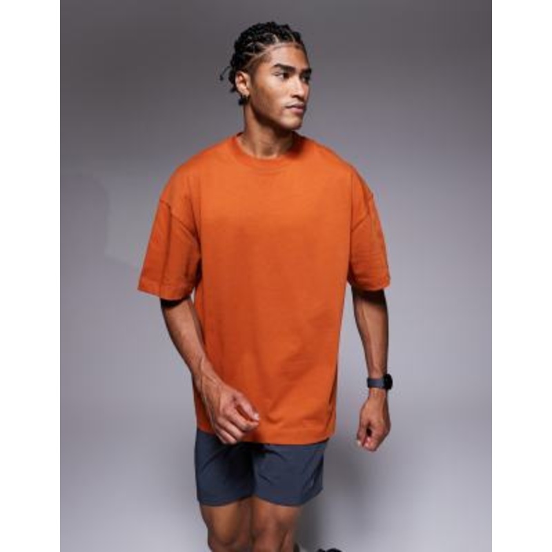 4505 Icon boxy heavyweight cotton T-shirt with quick dry finish in terracotta
