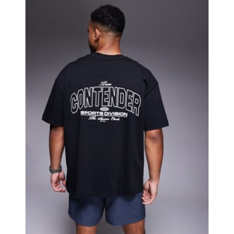 4505 oversized heavyweight back print cotton t-shirt with quick dry finish in black