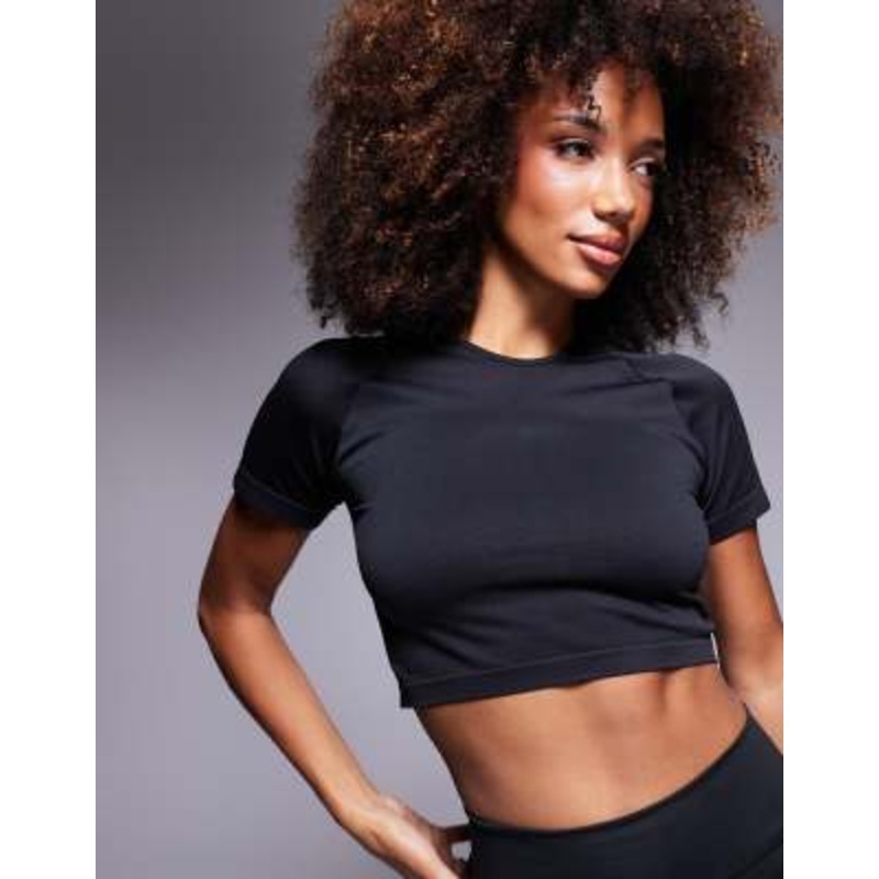 4505 seamless contour cropped baby t-shirt in black