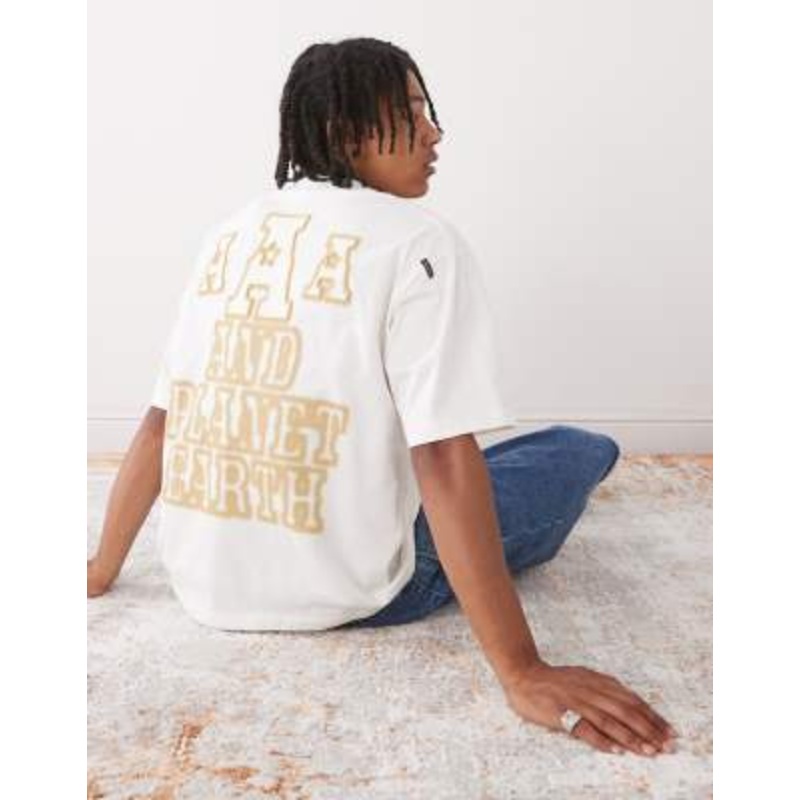 Aape by A Bathing Ape oversized fit T-shirt in cream with back logo embossing