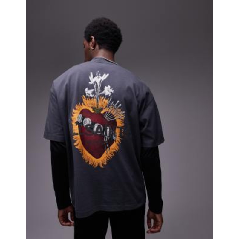 AllSaints Heartfelt back graphic t-shirt in washed black