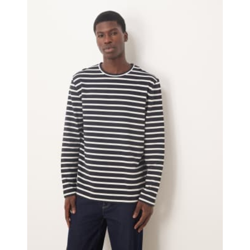 ARKET long sleeve t-shirt in navy and white stripes