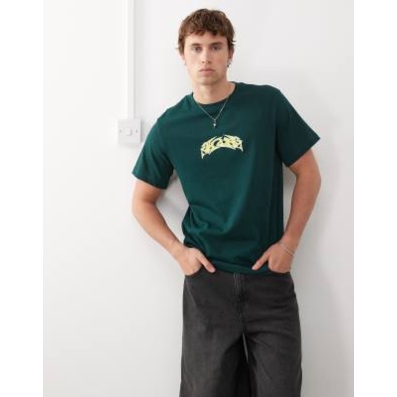 Weekday Great boxy fit t-shirt with graphic print in green
