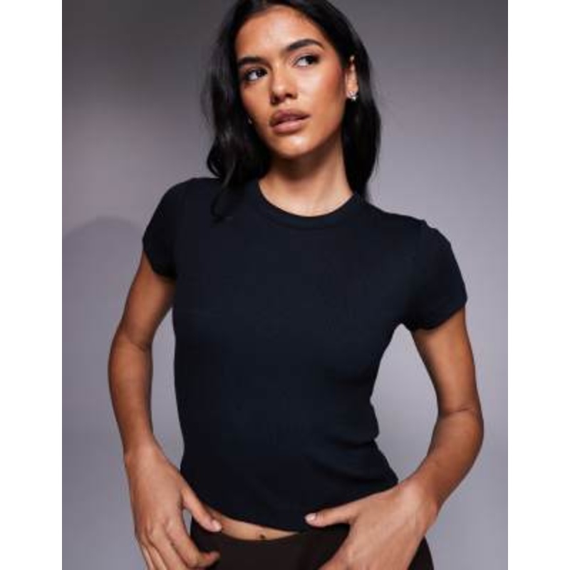 4505 Rest Day ultra soft modal ribbed cropped baby T-shirt in black