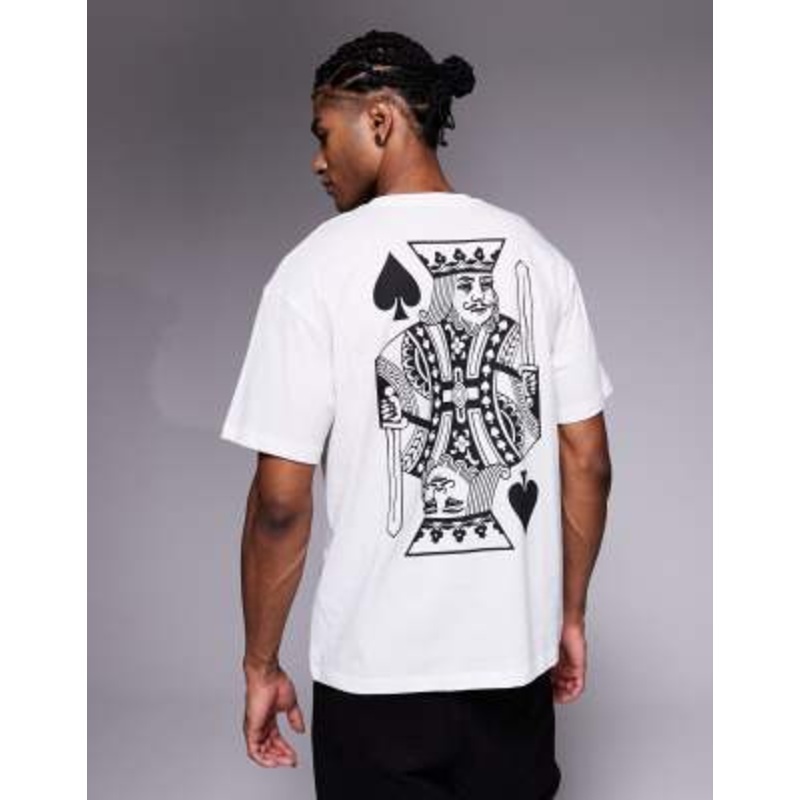 ADPT oversized t-shirt with king of hearts backprint in white