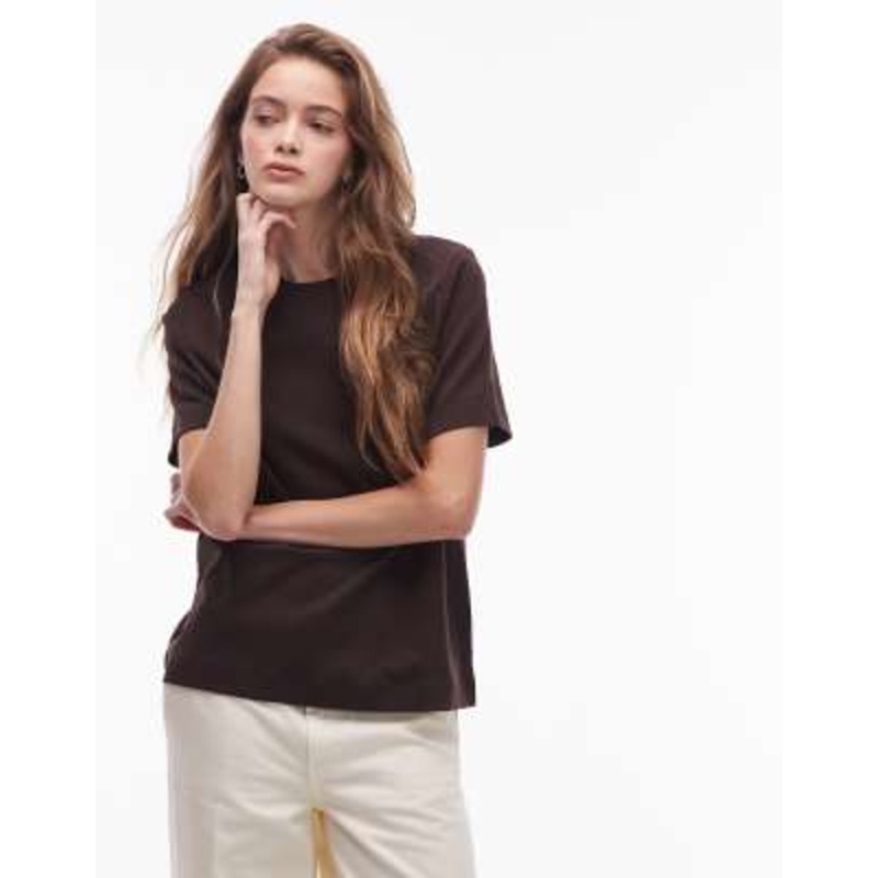 ARKET heavyweight jersey boxy t-shirt in brown
