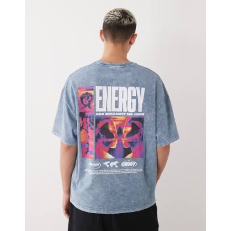 Vertere Berlin Energy oversized T-shirt in washed gray with back print