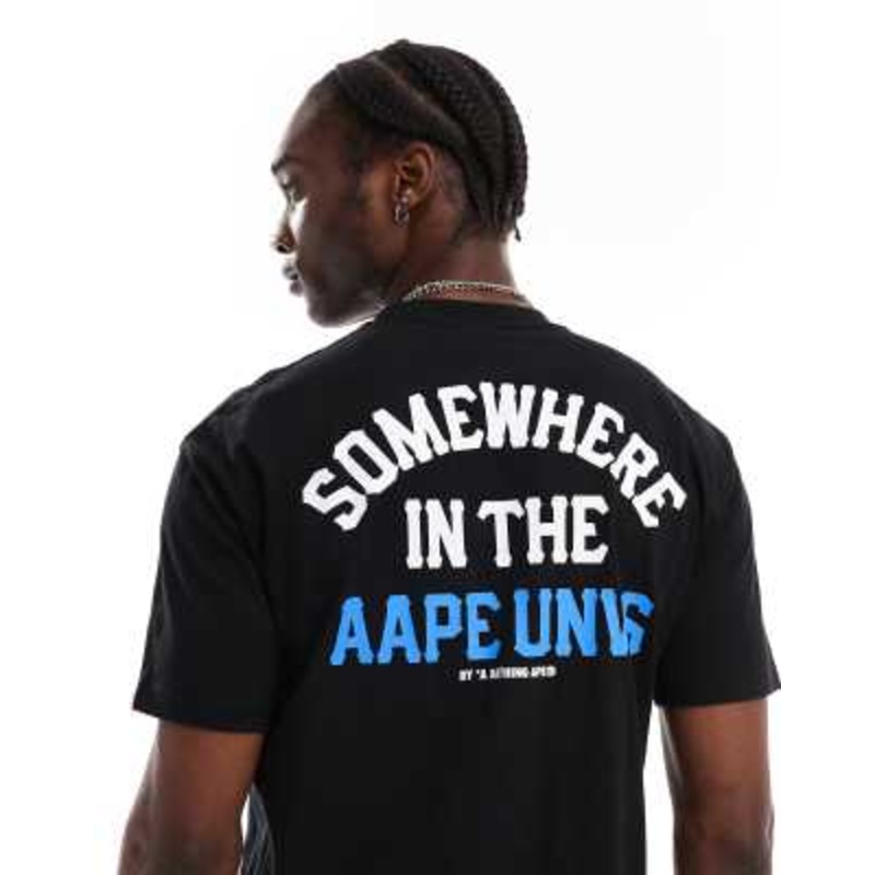 AAPE By A Bathing Ape logo T-shirt with camo back print in black