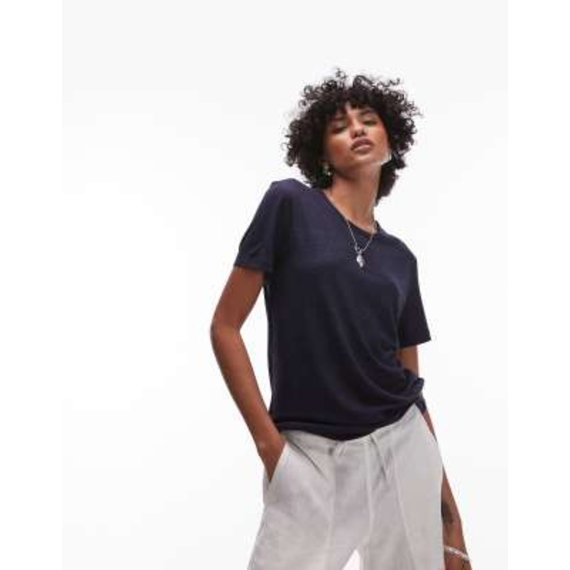 ARKET linen blend relaxed T-shirt in dark blue