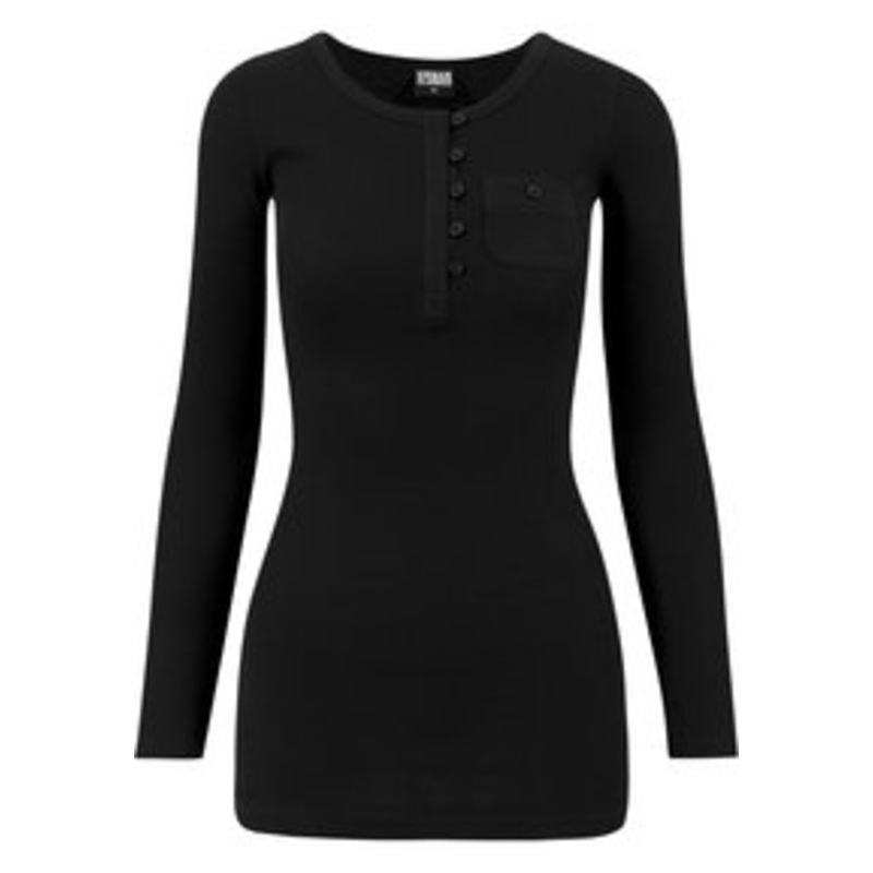 Urban Classics LADIES LONG RIB POCKET TURNUP TEE – Langarmshirt – black/schwarz