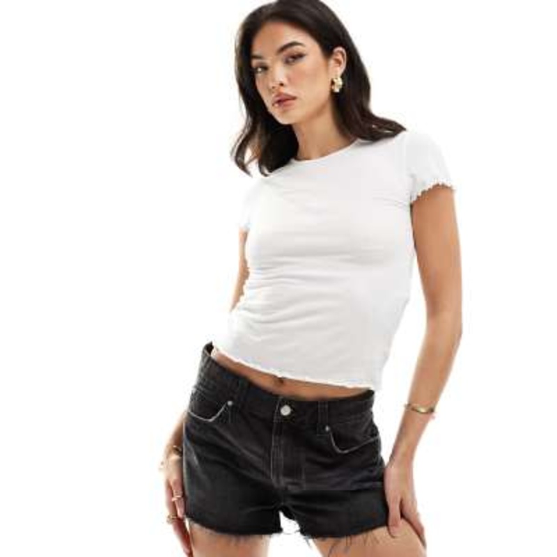 Vero Moda lettuce edge T-shirt in white