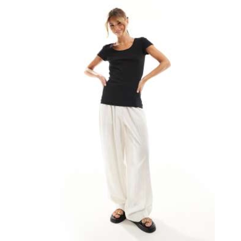 Vero Moda soft scoop neck T-shirt in black