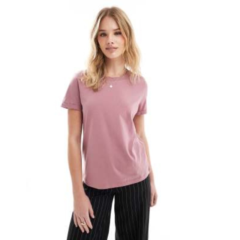 Vero Moda t-shirt with cuffed hems in rose pink