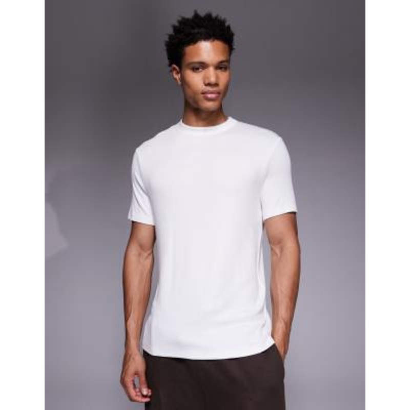 4505 Rest Day ultra soft modal ribbed slim fit T-shirt in white
