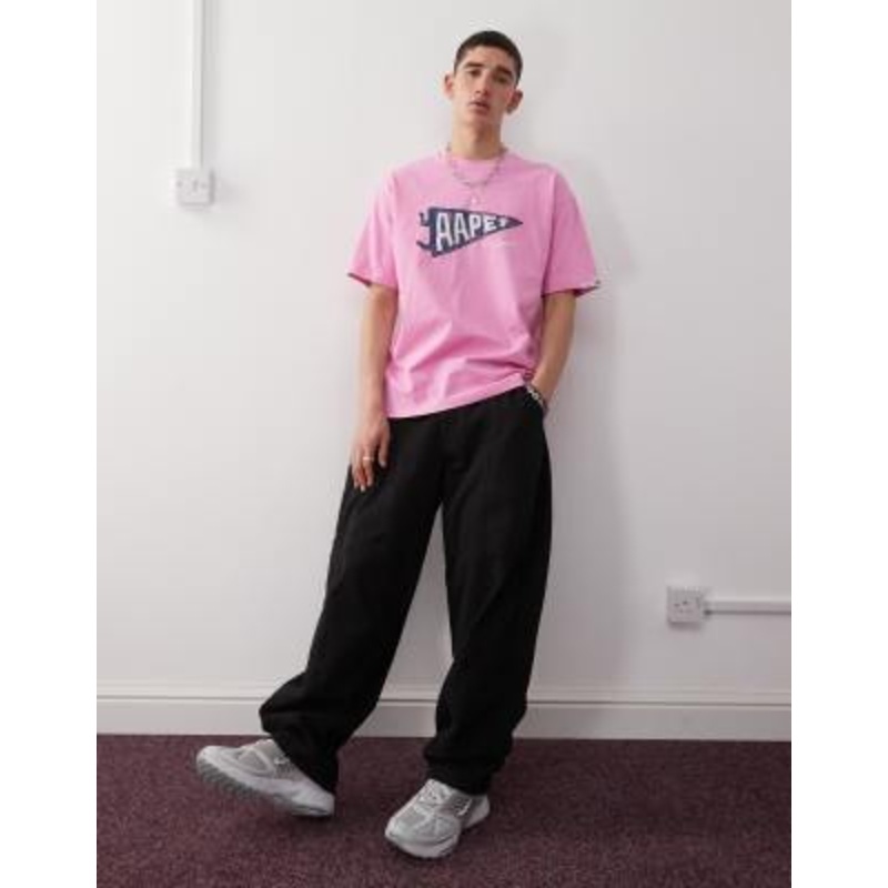 Aape by A Bathing Ape multi logo t-shirt in pink