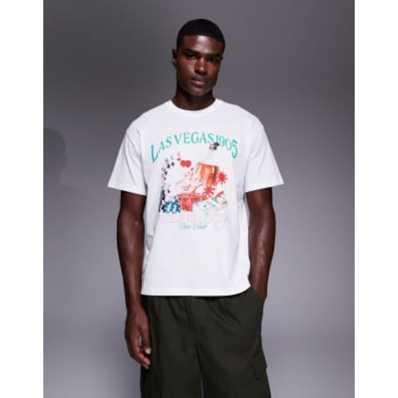 ADPT oversized t-shirt with las vegas back print in white