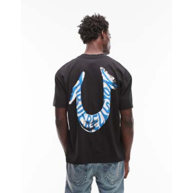 True Religion painted logo back oversized t-shirt in black