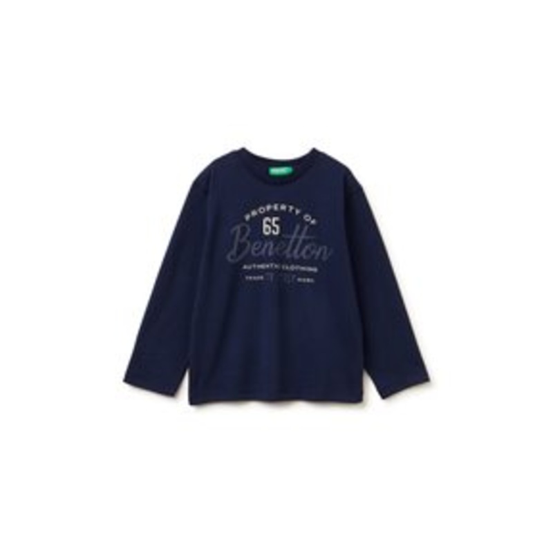 United Colors of Benetton IN BRUSHED WITH LOGO PRINT – Langarmshirt – blue/blau