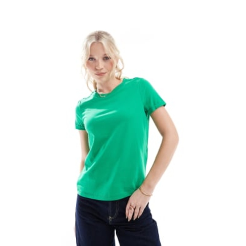 Vero Moda T-shirt with fold up in bright green