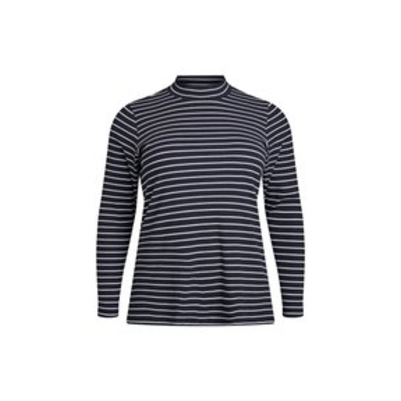 Zizzi Langarmshirt – black w white/schwarz