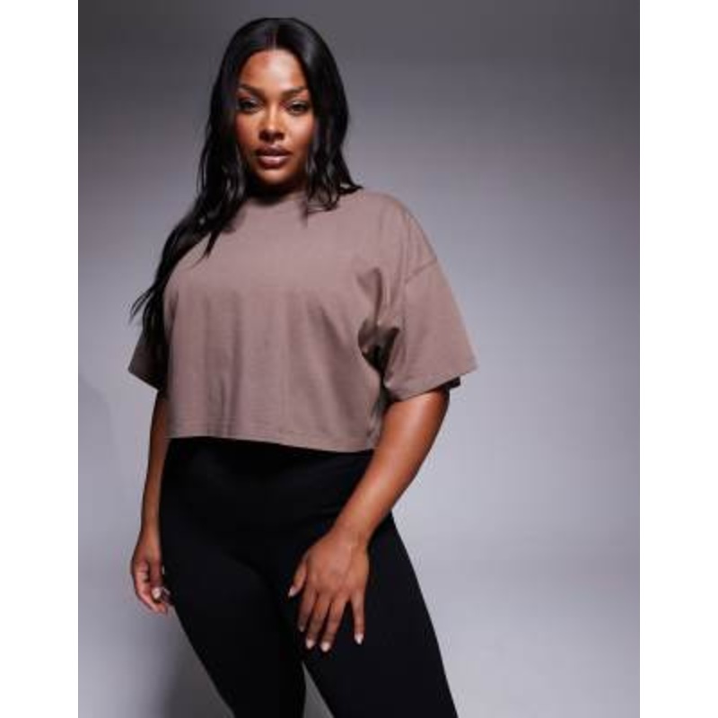 4505 Curve Icon heavyweight cotton cropped T-shirt with quick dry finish in washed taupe