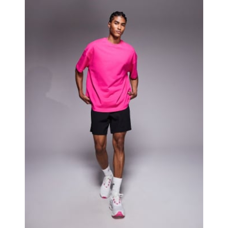 4505 Icon heavyweight cotton oversized T-shirt with quick dry finish in bright pink