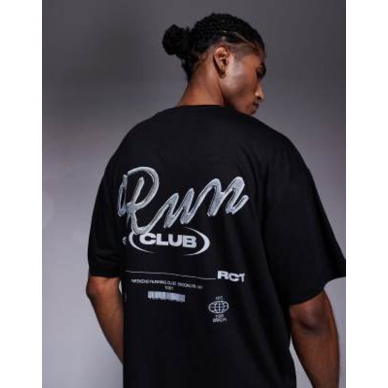 4505 Run Club back print quick dry mesh training T-shirt in black