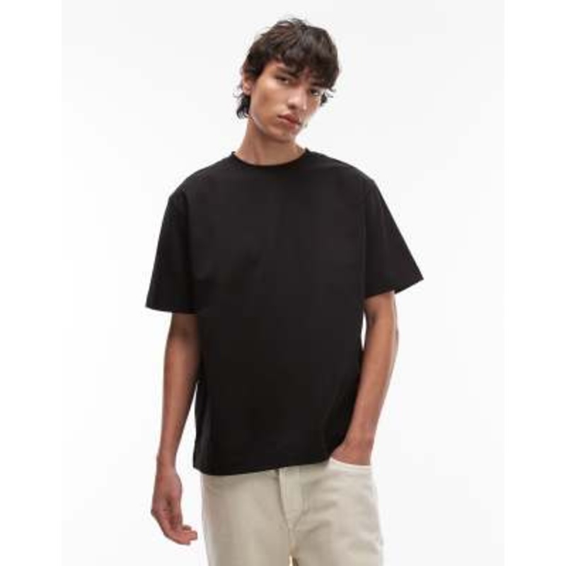 ARKET heavyweight interlock jersey oversized T-shirt in black