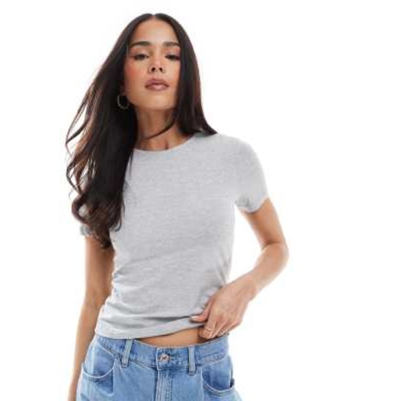 Weekday slim fit t-shirt in gray melange