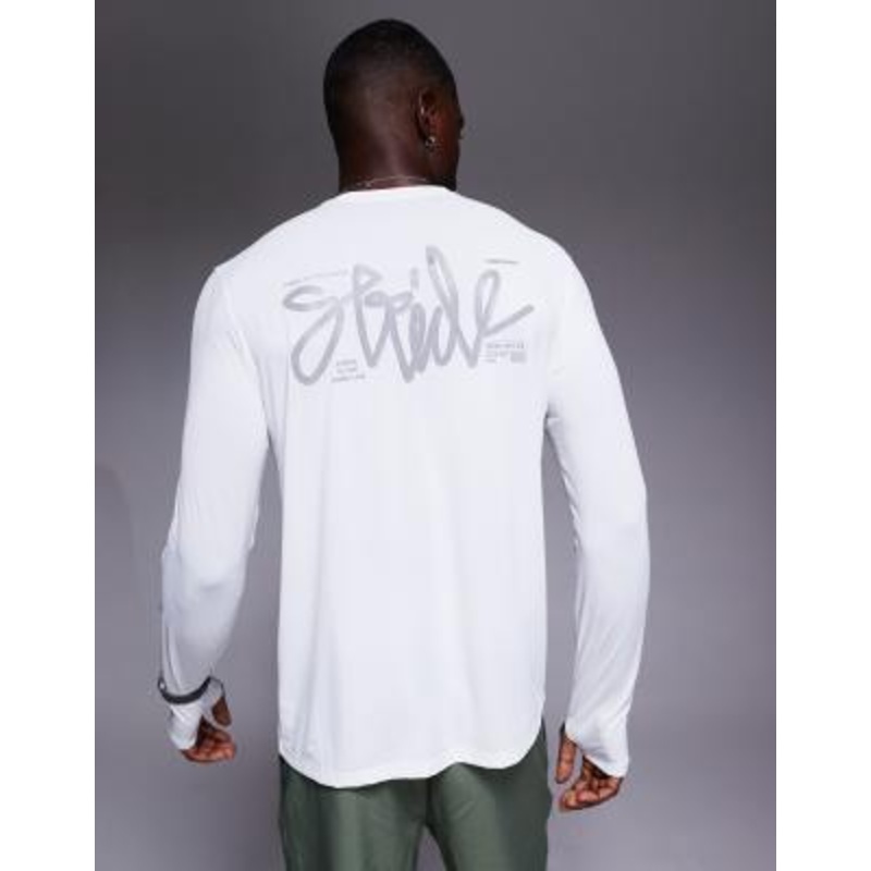 4505 quick dry performance mesh back print long sleeve t-shirt in white