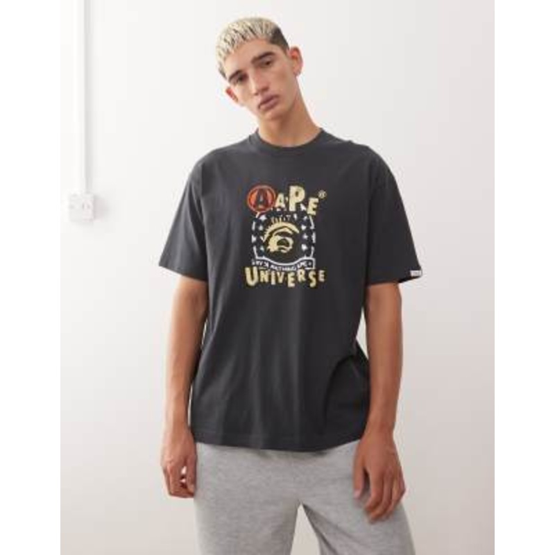 Aape by A Bathing Ape boxy T-shirt in black with front logo print
