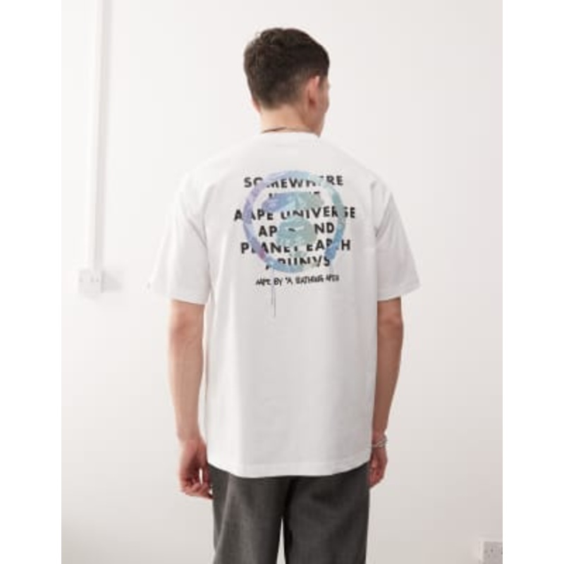 AAPE By A Bathing Ape multi logo back print T-shirt in white