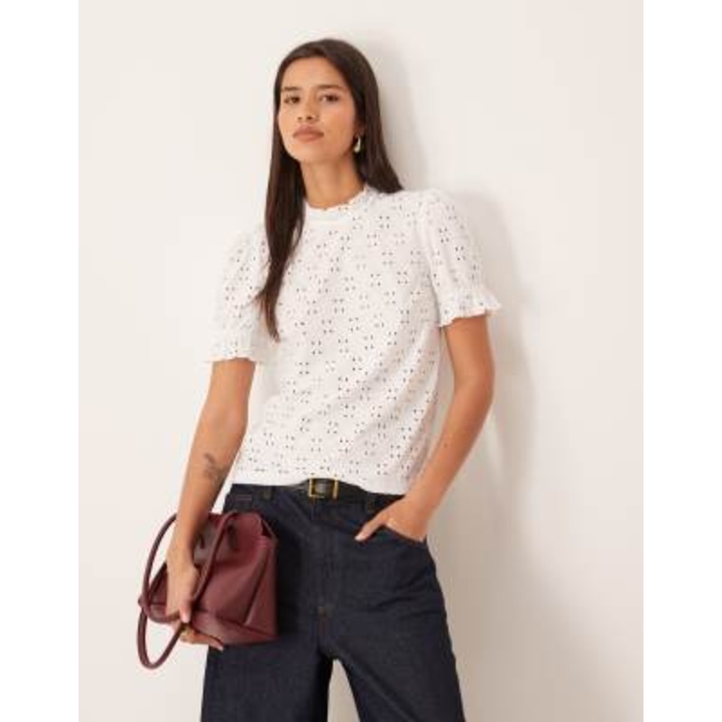 Vila eyelet jersey t-shirt in white