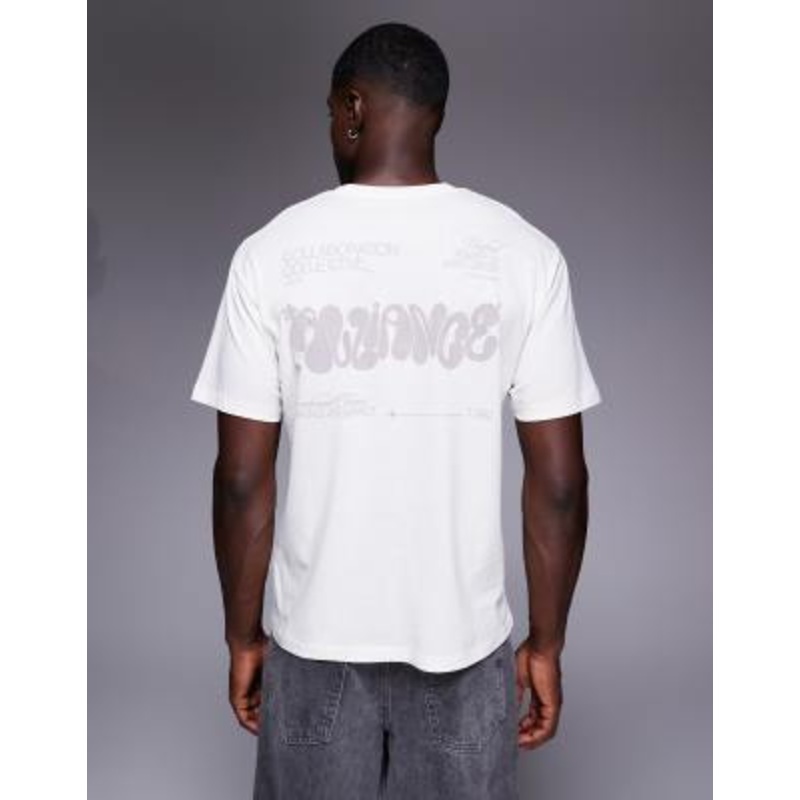 ADPT oversized T-shirt with Alliance back print in cream