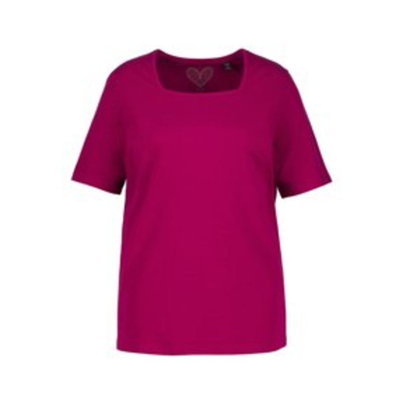 Ulla Popken CARREE-AUSSCHNITT – T-Shirt basic – magnolienrot/lila