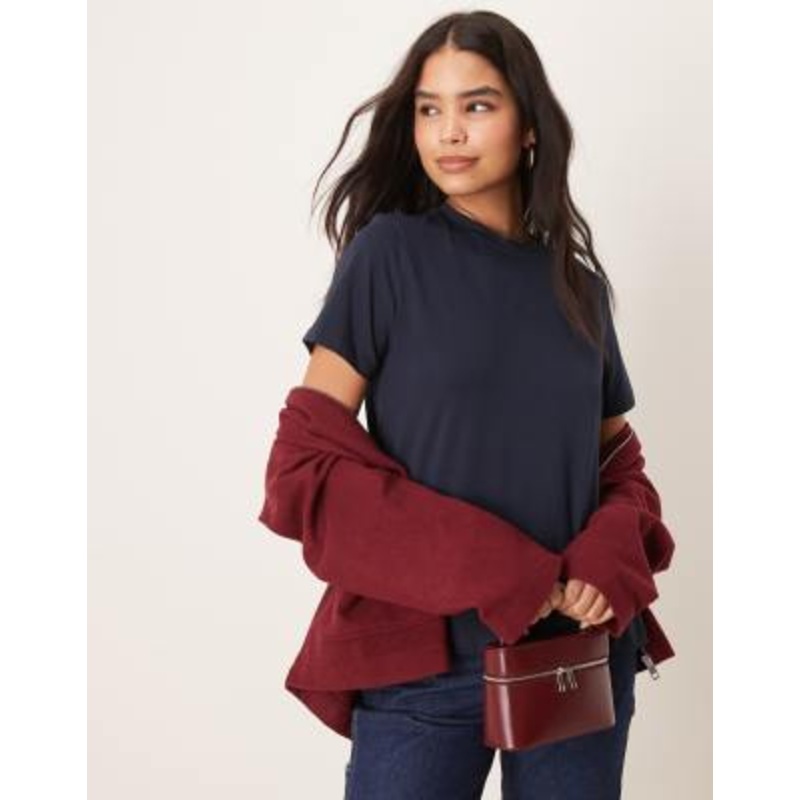 VILA oversized boyfriend fit t-shirt in navy