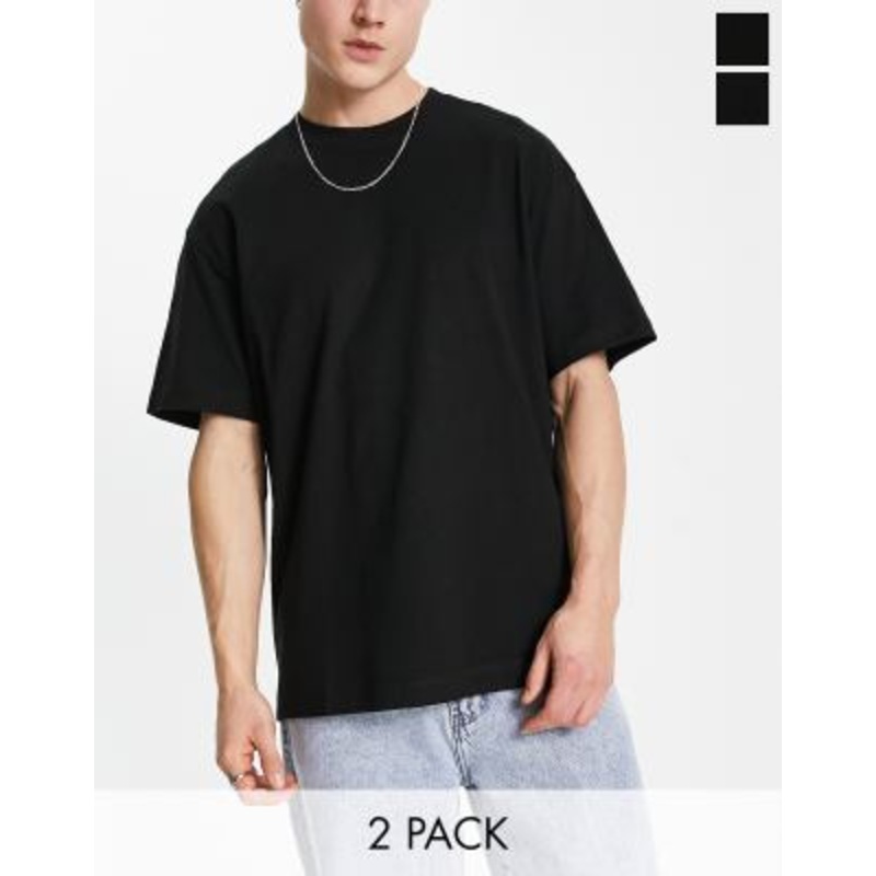 Weekday oversized 2-pack t-shirt in black