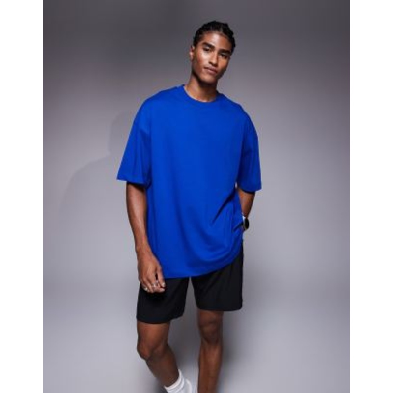 4505 Icon heavyweight cotton oversized T-shirt with quick dry finish in cobalt blue