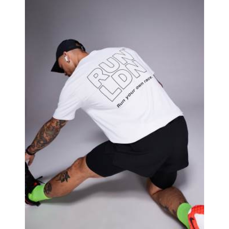 4505 RUN LDN back print mesh running t-shirt in white