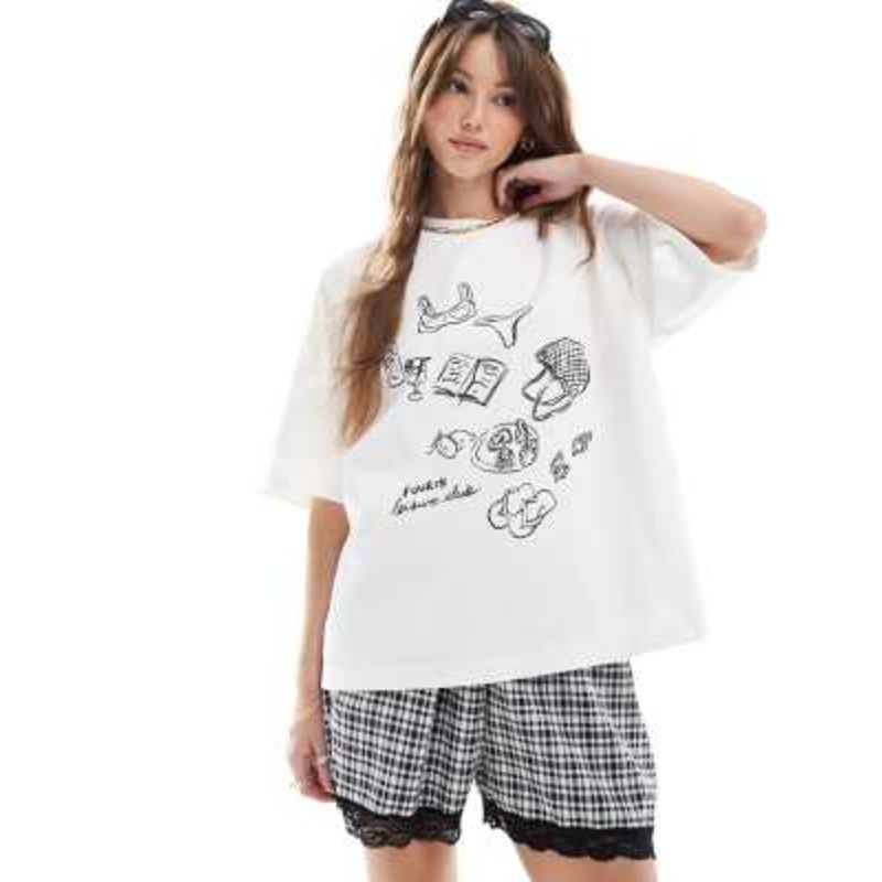 4th & Reckless leisure club graphic print t-shirt in white