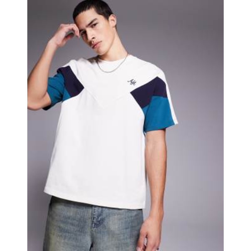 Alma De Ace color block 240gsm t-shirt in beige