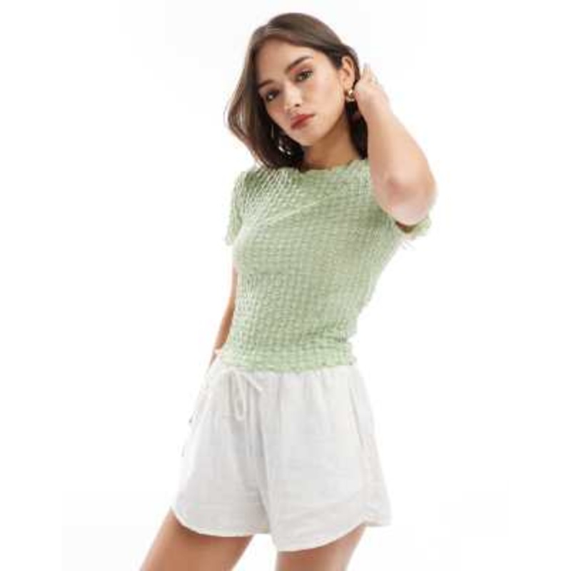 VERO MODA AWARE textured baby T-shirt in sage green