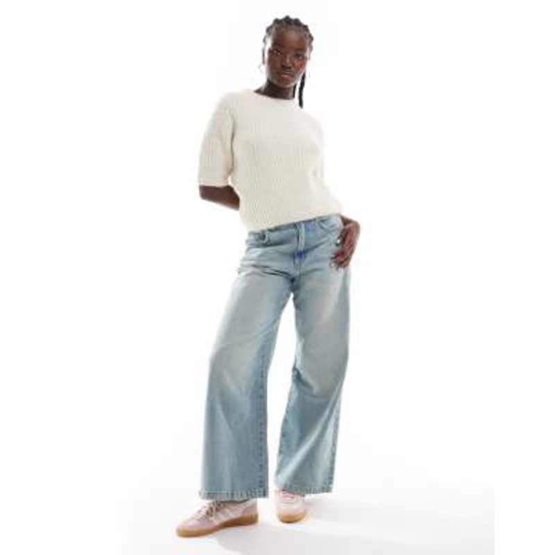 Vero Moda chunky rib knit t-shirt in cream